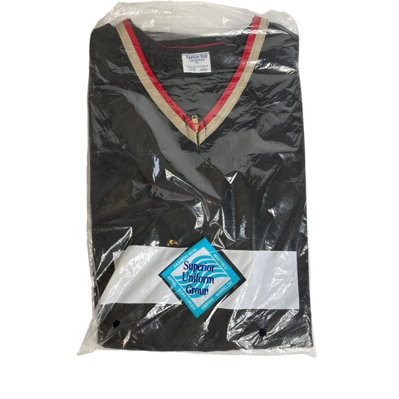 Fashion Seal Superior Uniform Zip Shirt Black Red Medical Foodservice Sz XL New - Picture 9 of 9